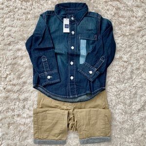 Fall set. Baby Gap. NWT. Jean button up with kakis